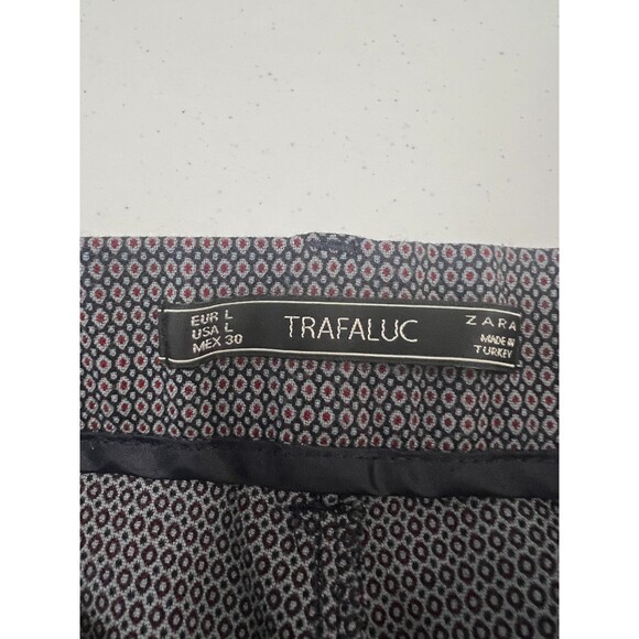 ZARA Trafaluc Women's Pants Navy Blue Red Dot Print Side Zipper Stretch Size L - Picture 5 of 11